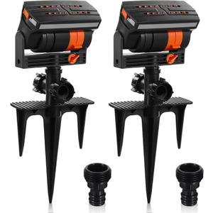 Reallnaive 2 Pcs Adjustable Oscillating Sprinkler 4 Way ABS Lawn Sprinkler Covers 4000 Sq. ft 16 Nozzle with Quick Connect for Garden Large Area Watering (Three Pin Base)