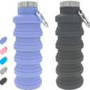 YCT Collapsible Water Bottle 17oz500mlTravel Portable Sport Water BottleReusable Silicone Foldable Water Bottles for Gym Camping Hiking (Purple+Black)