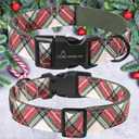 ARING PET Christmas Dog Collar, Cute Red Green Plaid Cotton Lightweight Pet Puppy Collars for Small Medium Large Dogs-L