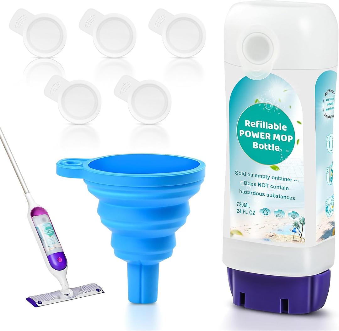 720ml Reusable Solution Bottle for Swiffer Powermop Mop, Leak-Resistant Lock