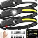 Rechargeable Headlamp 3PCS, 230 Wide Beam Head Lamp, Motion Sensor LED Headlamp Rechargeable, 5Mode Bright Headlamps for Adults, Head Lights for Forehead, Hard Hat Headlight, Camping Essentials Gear