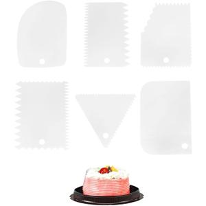 6 Pieces Pottery Tools Ceramic Foot Shaper Tools Plastic Serrated Scraper Pottery Clay Silicone Scraper, Cake Smoother Scraper Dough Scraper Tools Set for Carving Clay Molds Clay Ceramics (White)