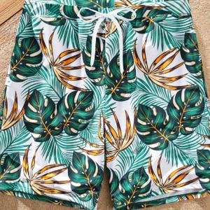 Beach Shorts Lightweight Elastic Waist Drawstring Casual Board Short with Pockets, M, 2 pcs