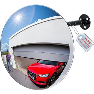 11.65 Inch Frameless 1.8mm Thick Acrylic Convex Mirror - Adjustable Wide Angle View Indoor Security Mirror for Garage Parking Warehouse Office and Corner Security Traffic