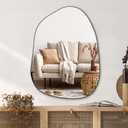 PERFNIQUE Irregular Wall Mirror Asymmetrical Mirror, 32''x24'' Black Mirror for Bathroom Bedroom Living Room Entryway, Decorative Modern Wall Decor, Wall Mounted (Black, 32''x24'')