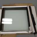 JUBEST 28in x 84in Glass Sliding Barn Door with 5ft Hardware kit, 3-Panel Black Aluminum Frame and Clear Tempered Glass Modern French Door, Easy to Install