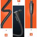 VANAUX 90 Degree Optical Audio Cable Swivel 360 Degree Free-Rotating Digital Toslink S/PDIF Audio Cable for Home Theater,Sound Bar,TV,Xbox,PlayStation - Black (5ft/1.5m)