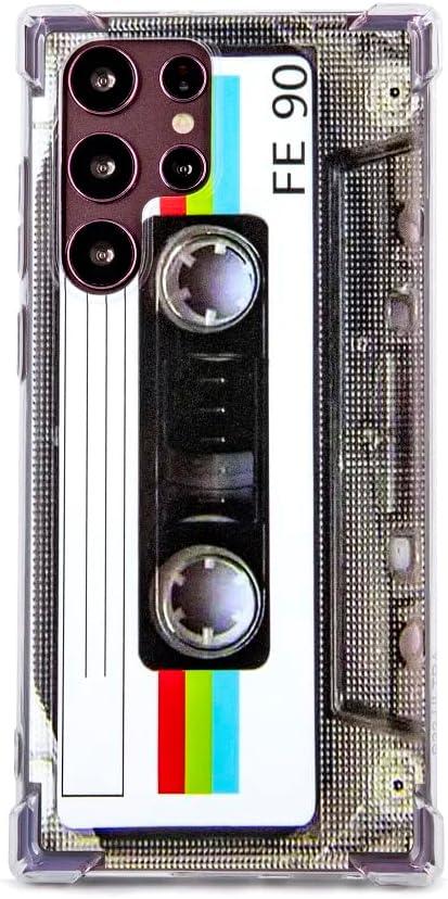 Case for Galaxy S22 Ultra Shockproof Scratchproof with TPU Soft Bumper Retro Cassette Tape Case Compatible with Samsung Galaxy S22 Ultra