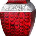 Urns for Human Ashes Adult Female & Male, Cremation Urn for Ashes for Women & Men, Funeral Urns for Burial, Decorative Square Urn for Women or Man, Red - Large Size