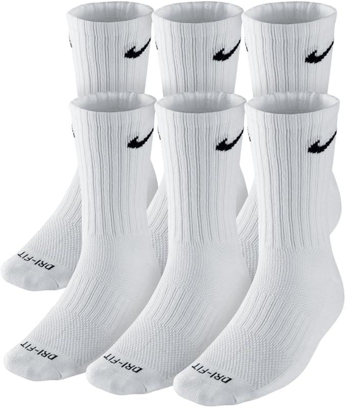Nike Crew Socks (6 Pair) (White, L)