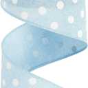 HUIHUANG Blue Polka Dot Wired Ribbon, 2.5 inch X 10 Yards - Burlap Edge Wreath Ribbon with Wire for Crafts, Wreath Supplies, Gift Wrapping, Basket Bows, Decor