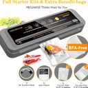 MegaWise Vacuum Sealer Machine | 80kPa Suction Power| Bags and Cutter Included | Compact One-Touch Automatic Food Sealer with External Vacuum System | Dry Moist Fresh Modes for All Saving needs, Black