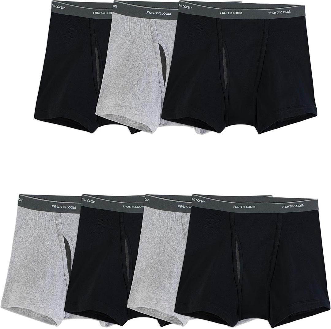 Fruit of the Loom Men's Coolzone Boxer Briefs, Moisture Wicking & Breathable, Assorted Color Multipacks (Large, Short Leg - 7 Pack - Black/Gray)