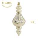 RoseCraft Christmas Ornaments Set, 6.3Inch Plastic Shatterproof Christmas Ball Hanging Ornaments for Xmas Tree Decorations, for Indoor Home Thanksgiving Halloween Party Decor - 6Pcs / Champagne.