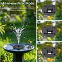 SEIRMEP Solar Fountain Pump with Spray Height Adjustment, Upgrade Glass Solar Bird Bath Fountains with 6 Nozzles, Outdoor Solar Water Fountain Pump for Bird Bath, Garden, Pool, Pond