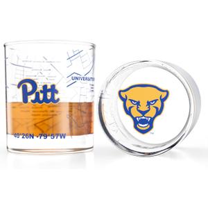 Greenline Goods  University of Pittsburgh Panthers College Whiskey Glasses (Set of 2), 10 oz  Full-Color Logo + Campus Map