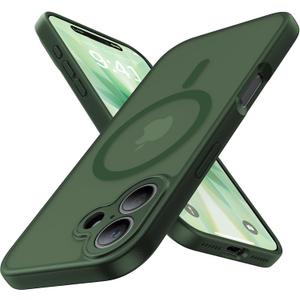 Magnetic Shockproof for iPhone 17 Case,[Full Camera Protection][Compatible with Magsafe][Non-Slip][Mil-Grade Protection] Slim Anti-Yellow Translucent Matte Phone Case for iPhone 17,Forest Green