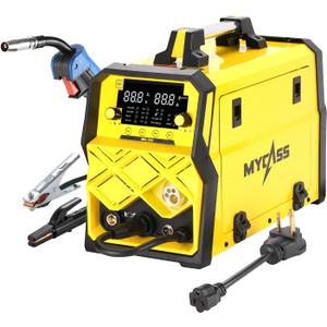 250A MIG Welder,6 in 1 Gas MIG/Gasless Flux Core/Stick/Lift TIG/Spot Welding/Spool Gun Compatible Aluminum Welding Machine Large LED Display 110V/220V Multi Process Welder