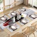 Emvency Abstract Table Runner and Placemats Set of 6, Modern Red Black Grey White Painting Art Dining Decor for Daily Use(1 Table Runner 72 inches Long and 6 Placemats)