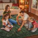 FinRec Green Rugs for Living Room Bedroom, 4x6 Feet Fluffy Fuzzy Shag Rug, Non-Slip Furry Shaggy Area Rug for Nursery Kids Room Dorm Room Home Decor, Indoor Floor Carpet