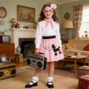 Poodle Skirt for Girls, 50s Outfit for Girls, 5pcs 1950’s Sock Hop Costume for Party Career Day Birthday Gifts 8-10