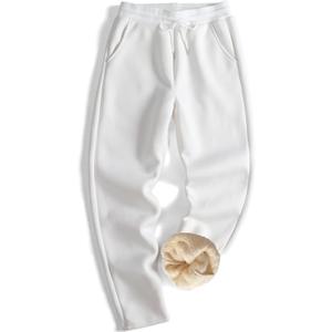 GXAMOY Men's Winter Fleece Pants Sherpa Lined Sweatpants Active Warm Thick Jogger Pants (White, XXL)