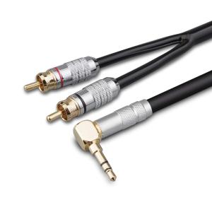 Primeda Audiophile Audio Cable Stereo 3.5mm Male to 2 RCA Male Hi Fi for MP3,CD,Speakers,Home Theater,HDTV (Right angle 3.5mm (3 Feet))