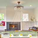 Brown Fandelier Ceiling Fans with Lights, Crystal Chandelier Ceiling Fan with Light Remote Control, Mid Century with 6 Speeds for Bedroom, Living Room