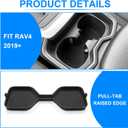 REMOCH 3D Cup Holder Inserts for Toyota RAV4 Accessories 2025 2024 2023 2022 2021 2020 2019 Silicone Cup Coaster Mats Pad Center Console Liner (2Pcs Set, Black Trim)