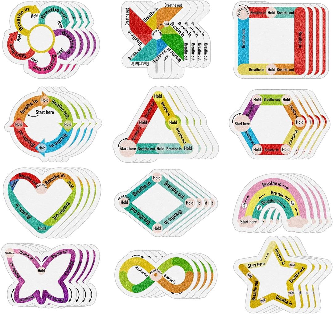 96 Pcs Breath Calm Anxiety Sensory Stickers Reusable Textured Tactile Rough Calming Stickers Adhesive Sensory Strips for Christmas School Office Classroom Desk Adults Teens Tension Anxiety Relief