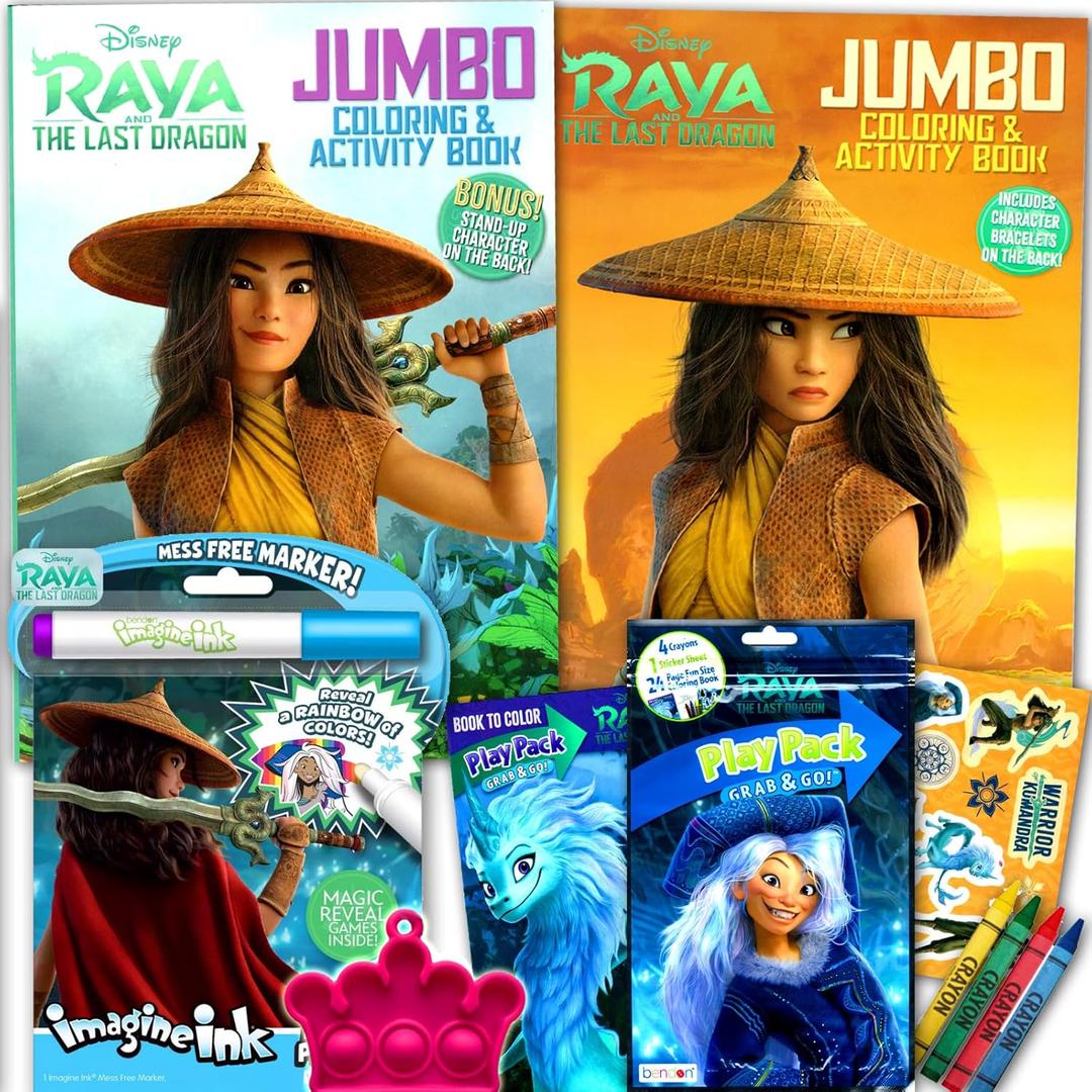 Disney Raya and The Last Dragon Coloring Books Set with Imagine Ink Coloring Book, Play Pack, Stickers, and More