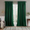 NICETOWN Emerald Green Velvet Curtains 96 inches Long (2 Panels, 52-inch Wide), Home Decoration Thermal Insulated Drapes for Forest Theme Kids Bedroom