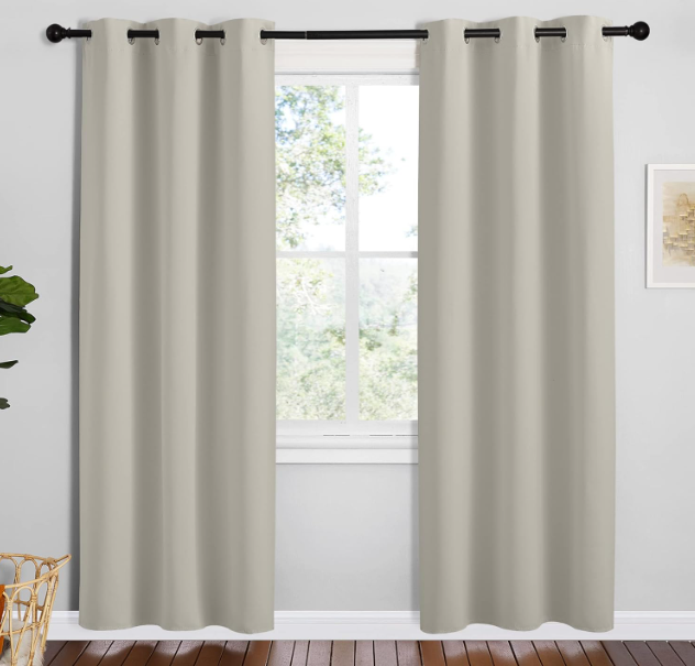 NICETOWN Kitchen 78 inches Long Curtains for Decoration, Natural, 2 Panels, 42 inches Wide, Thermal Insulated Grommet Room Darkening Draperies/Panels for Laundry