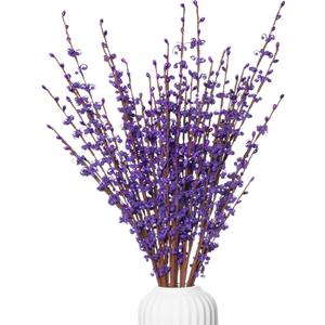 5Pcs Purple Jasmine Flowers 29.5" Artificial Pussy Willow Branches for Vase | Long Stem Artificial Flowers for Tall Vase Jasmine Fake Flowers Vase Filler Home Wedding Table Centerpieces DIY Wreath Decor
