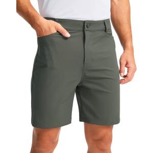 Viodia Men's Golf Shorts with Pockets 7 Inch Flat Front Slim Fit Chino Stretch Shorts for Men Summer Casual Dress, Sage Green  (38)
