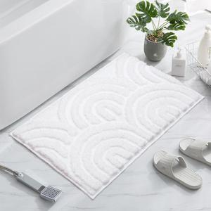 White Bathroom Rugs 19'' X 32'', Non-Slip Machine Washable Bath Mats Absorbent Soft Bath Rug for Shower, Bathroom Floor Tub Mat, Bedroom Rug