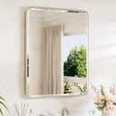 TETOTE Brushed Nickel Bathroom Mirror 24 x 30 Beveled Edge Tempered Glass, Rounded Corner Rectangle Bathroom Mirror for Over Sink for Modern Bathroom, Living Room, Bedroom, Entryway