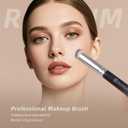 2 x Travel Size Concealer Brush Flat Top, Mini Makeup Brush for Under Eye Spot Blemish, Soft Vegan Synthetic Bristles, No Shedding, Liquid Cream Powder Blending, Compact Brush 5.95" (270L)