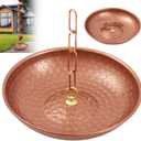 Shimeyao 11 Inch Brass-finished Rain Chain Basin - Aluminum Alloy Rain Basin Catcher with Drainage Holes & 20cm Chain Garden Decor