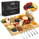 SMIRLY Charcuterie Boards Set, Large Cheese Board Set, Natural Bamboo Charcuterie Tray Cheese Platter with Accessories - Housewarming Gifts New Home, Wedding & Bridal Shower Gifts for Women, Couples