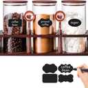 ZOMUIA Glass Coffee Containers Airtight Coffee Bean Storage Canisters with Shelf, 3Pcs 44oz Coffee Station Organizer, Kitchen Food Storage Jars for Sugar, Candy, Oats, Nuts (Retro)