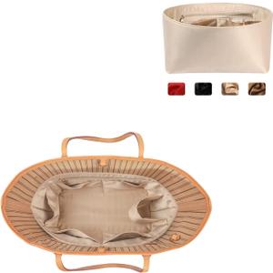 ZTUJO Purse Organizer Insert For Handbags, Silk Purse Organizer with Zipper, Silky Smooth, Bag Organizer For Speedy Never full Tote, on the go, Artsy, 6 Sizes (Small, Silky Beige)