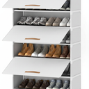 Shoe Rack, 7 Tier Shoe Storage Cabinet with Door 28 Pair Plastic Shoe Shelves Organizer for Closet, Entryway, Hallway, Bedroom