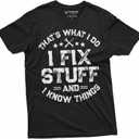 Men's Funny I fix Stuff T-Shirt Mechanic Engineer Garage Tee Shirt (Large, Black)