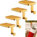 Landhoow Christmas Stocking Holder Christmas Stocking Hanger for Mantel Heavy Duty Xmas Hook with Non Slip Protective Pad Mantel Hook for Mantle Fireplace Home Shelf(Brass,4 Pcs)