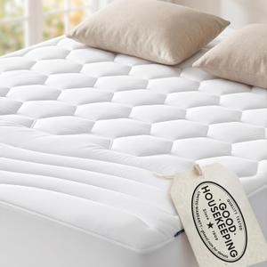 Bedsure King Mattress Pad - Quilted Fitted Mattress Topper Protector with 8-21 Inches Deep Pocket, Noiseless Breathable Bed Cover Padded, Machine Washable, White, 78x80 Inches