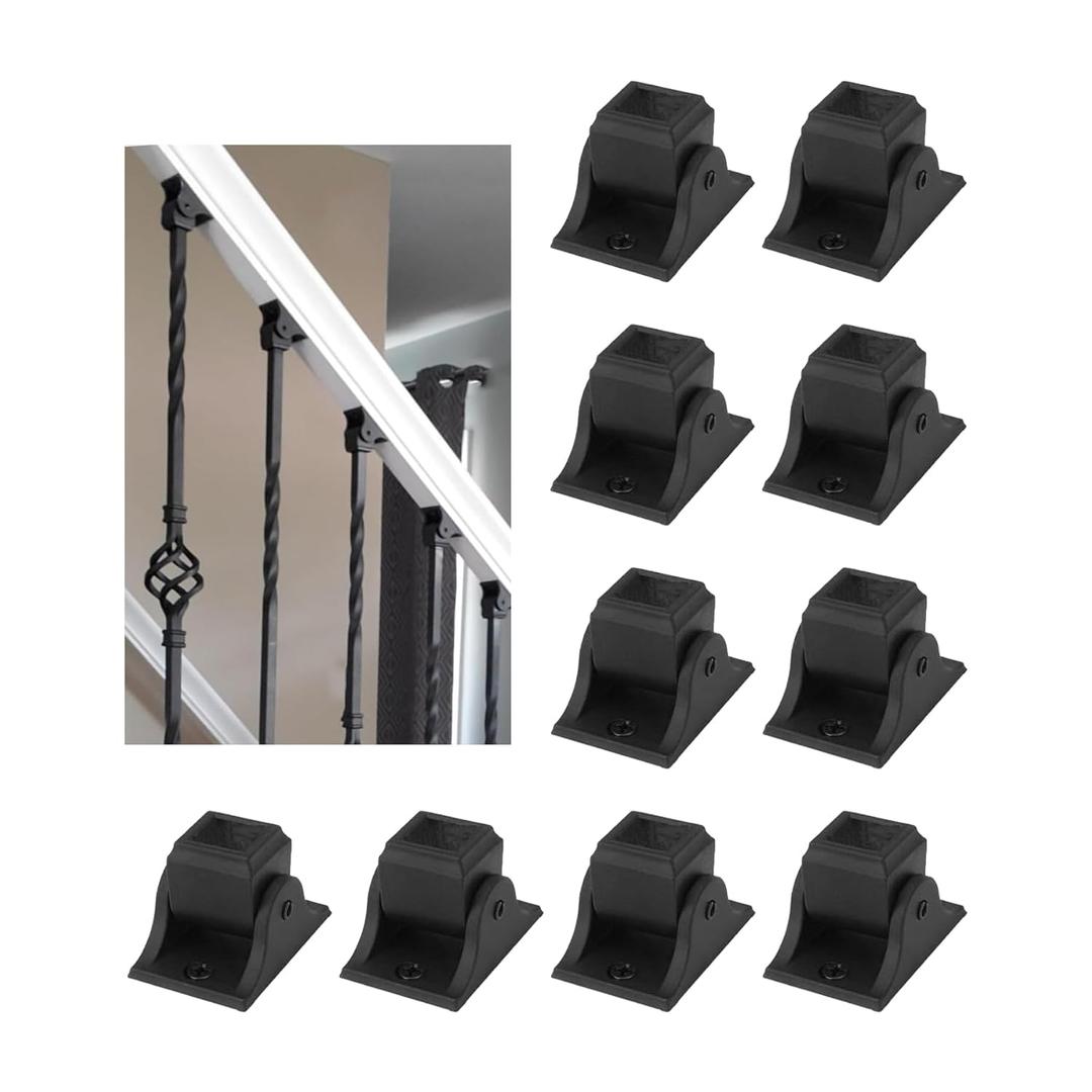 10-Pack Iron Baluster Swivel Shoes  Adjustable Angle Baluster Shoes with Screws, Fits 1/2" Square Stair Spindles, Premium Metal Base for Interior Staircase Railing Balusters