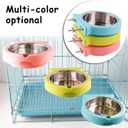 Crate Dog Bowl Removable Stainless Steel Water Food Feeder Bowls Cage Coop Cup for Cat Puppy Bird Pets (Small, Green with Corrugated Clip)