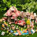 HIYZI 93 Pcs Fairy Garden House Resin Accessories Fairy Elves Kit Miniature Fairy Figurines Ornaments Animals Decor Outdoor for DIY Dollhouse