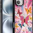 for iPhone 16 Plus Case TPU+PC Premium Colorful Drop Protection Case Excellent Shock Absorption Military Grade Drop Protection Pink Butterfly Starburst Phone Case
